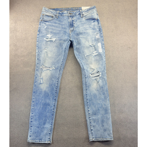 New American Eagle Jeans Men's 36x32 Stone Wash Stretch Skinny Thrashed Grunge - Picture 1 of 11